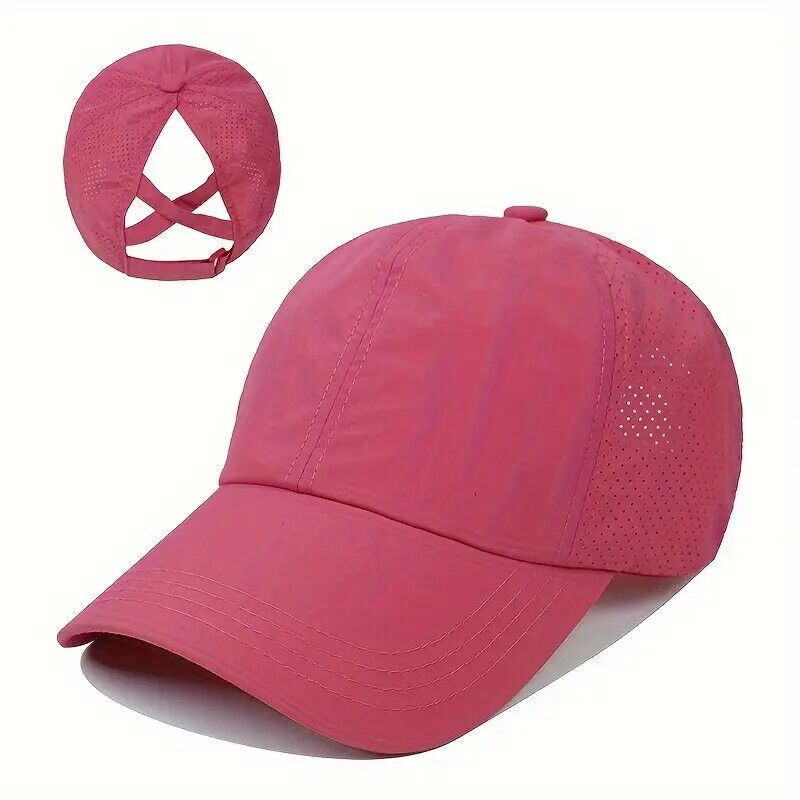 Women's Ponytail Style Adjustable Baseball Hat Cap New! Pink, Gray, or Black Clothing, Shoes & Accessories:Women:Women's Accessories:Hats Cozy Home Treasures Pink